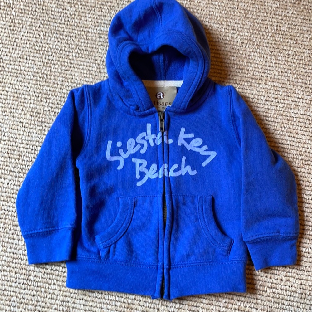 Siesta Key Beach bright blue zip up hoodie